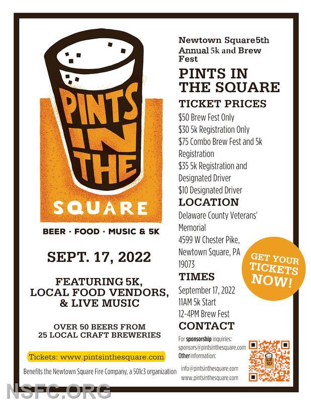 2022 Pints in the Square Craft Brew Fest and 5K Newtown Square Fire